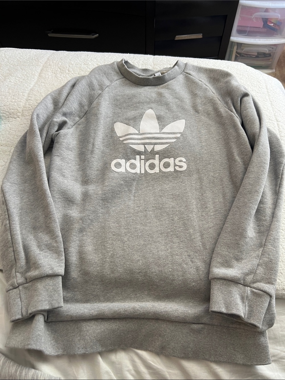 adidas Grey Crewneck Sweatshirt with White Trefoil